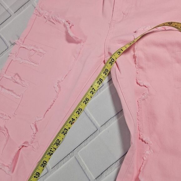 Women's Straight-leg Pants Embroidered Fashion I Stretch Patchwork Jeans Pink - Picture 11 of 12